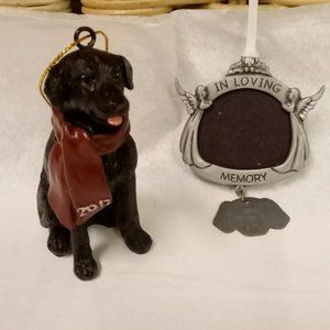 "God Bless This Dog", Pewter Picture Frame & Resin Dog Figurine Ornament